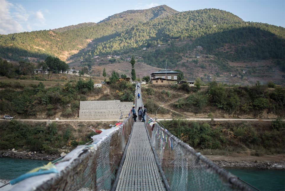 Die Hängebrücke von Punakha